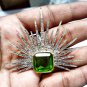 Cubic Zircon 925 Sterling Silver Peridot Designer Brooch For Birthday Gift