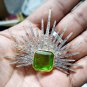 Cubic Zircon 925 Sterling Silver Peridot Designer Brooch For Birthday Gift