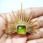 Cubic Zircon 925 Sterling Silver Peridot Designer Brooch For Birthday Gift