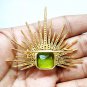 Cubic Zircon 925 Sterling Silver Peridot Designer Brooch For Birthday Gift