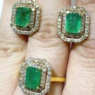 2.78ct Diamond Ring Earrings Set Rose Cut Diamond Silver 925 Emerald Ring 2.78ct Diamond Ring Earrings Set Rose Cut Diamond Silver 925 Emerald Ring