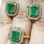 2.78ct Diamond Ring Earrings Set Rose Cut Diamond Silver 925 Emerald Ring