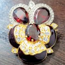 Vintage Style Zircon Silver Garnet Woman's Brooch Zircon Brooch Gift for Her Vintage Style Zircon Silver Garnet Woman's Brooch Zircon Brooch Gift for Her