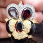 Vintage Style Zircon Silver Garnet Woman's Brooch Zircon Brooch Gift for Her