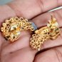 Vintage Style Rose cut Diamond Sterling Silver Emerald Ruby Stud Earrings Gift