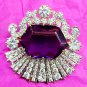Stylish Cubic Zircon 925 Sterling Silver Amethyst Brooch Birthday Brooch