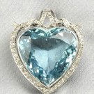 Vintage Style 925 Sterling Silver Cubic Zircon Aquamarine Brooch Pendant Gift Vintage Style 925 Sterling Silver Cubic Zircon Aquamarine Brooch Pendant Gift