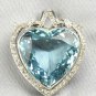 Vintage Style 925 Sterling Silver Cubic Zircon Aquamarine Brooch Pendant Gift