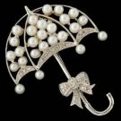 1.12ct Rose Cut Diamond 925 Silver Pearl Umbrella Style Brooch Pin Diamond 1.12ct Rose Cut Diamond 925 Silver Pearl Umbrella Style Brooch Pin Diamond