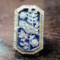 Rose Cut Diamond Silver 925 Handmade Ring Vintage look Enamel paint Beautiful