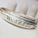 Silver Men's Bangle Jewelry Engraved with BLESSED IS THE ONE WHO TRUST 2.2" Silver Men's Bangle Jewelry Engraved with BLESSED IS THE ONE WHO TRUST 2.2"