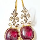 Rose cut Diamond 925 Silver Ruby Dangle Earrings Diamond Earrings Gift For her