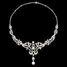 Vintage Style Cubic Zircon 925 Silver Necklace Silver Bridal Necklace Vintage Style Cubic Zircon 925 Silver Necklace Silver Bridal Necklace