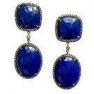 Inspired Cubic Zircon 925 Silver Lapis Lazuli Dangle Woman's Earrings Gift Her Inspired Cubic Zircon 925 Silver Lapis Lazuli Dangle Woman's Earrings Gift Her
