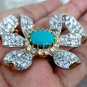 Victorian Inspired 925 Sterling Silver Cubic Zircon Turquoise Bow Brooch