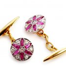 Ruby Cubic Zircon Silver Yellow Plated Cufflinks | Unisex Cufflinks | Love Gift