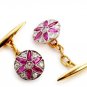 Ruby Cubic Zircon Silver Yellow Plated Cufflinks | Unisex Cufflinks | Love Gift
