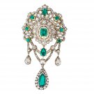 Vintage Style 925 Sterling Silver Cubic Zircon Emerald Brooch Pendant Gift her Vintage Style 925 Sterling Silver Cubic Zircon Emerald Brooch Pendant Gift her