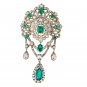 Vintage Style 925 Sterling Silver Cubic Zircon Emerald Brooch Pendant Gift her