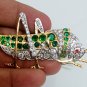 Replica Cubic Zircon 925 Sterling Silver Emerald Ruby Brooch Locust Shape Brooch