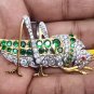 Replica Cubic Zircon 925 Sterling Silver Emerald Ruby Brooch Locust Shape Brooch