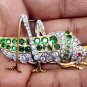 Replica Cubic Zircon 925 Sterling Silver Emerald Ruby Brooch Locust Shape Brooch