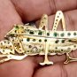 Replica Cubic Zircon 925 Sterling Silver Emerald Ruby Brooch Locust Shape Brooch