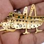 Replica Cubic Zircon 925 Sterling Silver Emerald Ruby Brooch Locust Shape Brooch