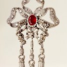 Vintage Replica Cubic Zircon 925 Sterling Silver Ruby Brooch Gift's For Mom