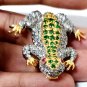 Sterling Silver Cubic Zircon Emerald Brooch Unisex Brooch Pin