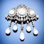 Vintage Style Cubic Zircon 925 Sterling Silver Pearl Brooch Anniversary Gift