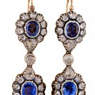 Vintage Look Rosecut Diamond Sterling Silver Blue Sapphire Dangle Earrings Vintage Look Rosecut Diamond Sterling Silver Blue Sapphire Dangle Earrings