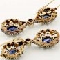 Vintage Look Rosecut Diamond Sterling Silver Blue Sapphire Dangle Earrings