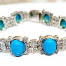 Cubic Zircon 925 Silver Turquoise Bracelet Anniversary Gif For Woman Silver Cubic Zircon 925 Silver Turquoise Bracelet Anniversary Gif For Woman Silver
