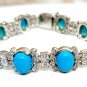 Cubic Zircon 925 Silver Turquoise Bracelet Anniversary Gif For Woman  Silver
