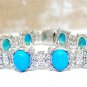 Cubic Zircon 925 Silver Turquoise Bracelet Anniversary Gif For Woman Silver