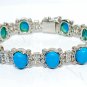 Cubic Zircon 925 Silver Turquoise Bracelet Anniversary Gif For Woman Silver