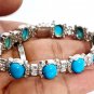 Cubic Zircon 925 Silver Turquoise Bracelet Anniversary Gif For Woman Silver