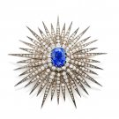 Replica Cubic Zircon Sterling Silver Sapphire Brooch Anniversary Gift Brooch