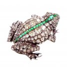 Replica Sterling Silver Cubic Zircon Emerald Brooch Unisex Frog Style Pin Replica Sterling Silver Cubic Zircon Emerald Brooch Unisex Frog Style Pin