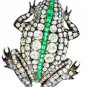 Replica Sterling Silver Cubic Zircon Emerald Brooch Unisex Frog Style Pin