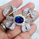 Victorian Inspired 925 Sterling Silver Cubic Zircon Blue Sapphire Bow Brooch Victorian Inspired 925 Sterling Silver Cubic Zircon Blue Sapphire Bow Brooch