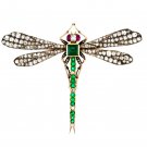 Cubic Zircon Ruby Emerald Silver Brooch Replica Silver Zircon Brooch For Gift