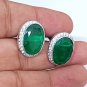 Cubic Zircon Natural Green Beryl 925 Silver Cufflinks Men's Silver Cufflinks