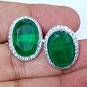 Cubic Zircon Natural Green Beryl 925 Silver Cufflinks Men's Silver Cufflinks