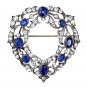 Vintage Finish Cubic Zircon Sterling Silver Blue Sapphire Brooch Woman's Brooch