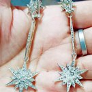 Zirconia Diamond Dangle Earrings 1.84ct Cubic Zircon 925 Silver Dangle Earrings