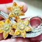 Cubic Zircon 925 Sterling Silver Citrine Brooch Birthday Gift For Her