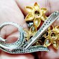 Cubic Zircon 925 Sterling Silver Citrine Brooch Birthday Gift For Her