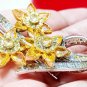Cubic Zircon 925 Sterling Silver Citrine Brooch Birthday Gift For Her